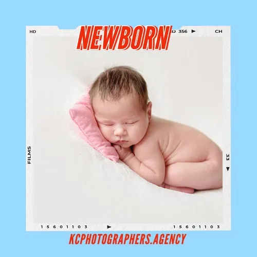 Newborn baby posed for a studio photography session